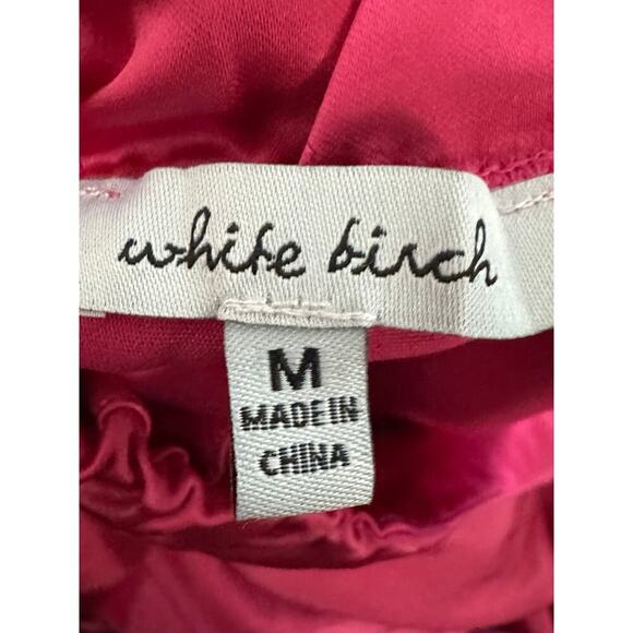 WHITE BIRCH Hot Pink High-Waisted Solid Satin Midi Skirt Barbie Pull-On - Sz M - Picture 4 of 6